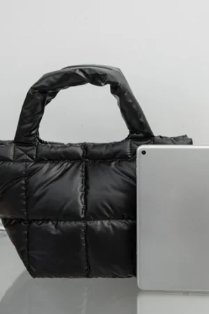 Winter Down Tote Bag for Women Puffer Handbag Trendy Chic Puffy Top Handle Bag Quilted Padded Shoulder Designer Shopper Bag
