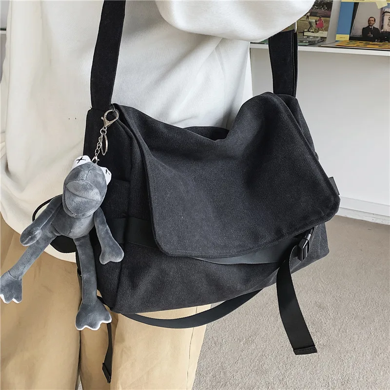 Canvas Crossbody Bags for Ladies Large Capacity Shoulder Bag Casual Girls Students School Bags Fashion Men Messenger Bag Satchel